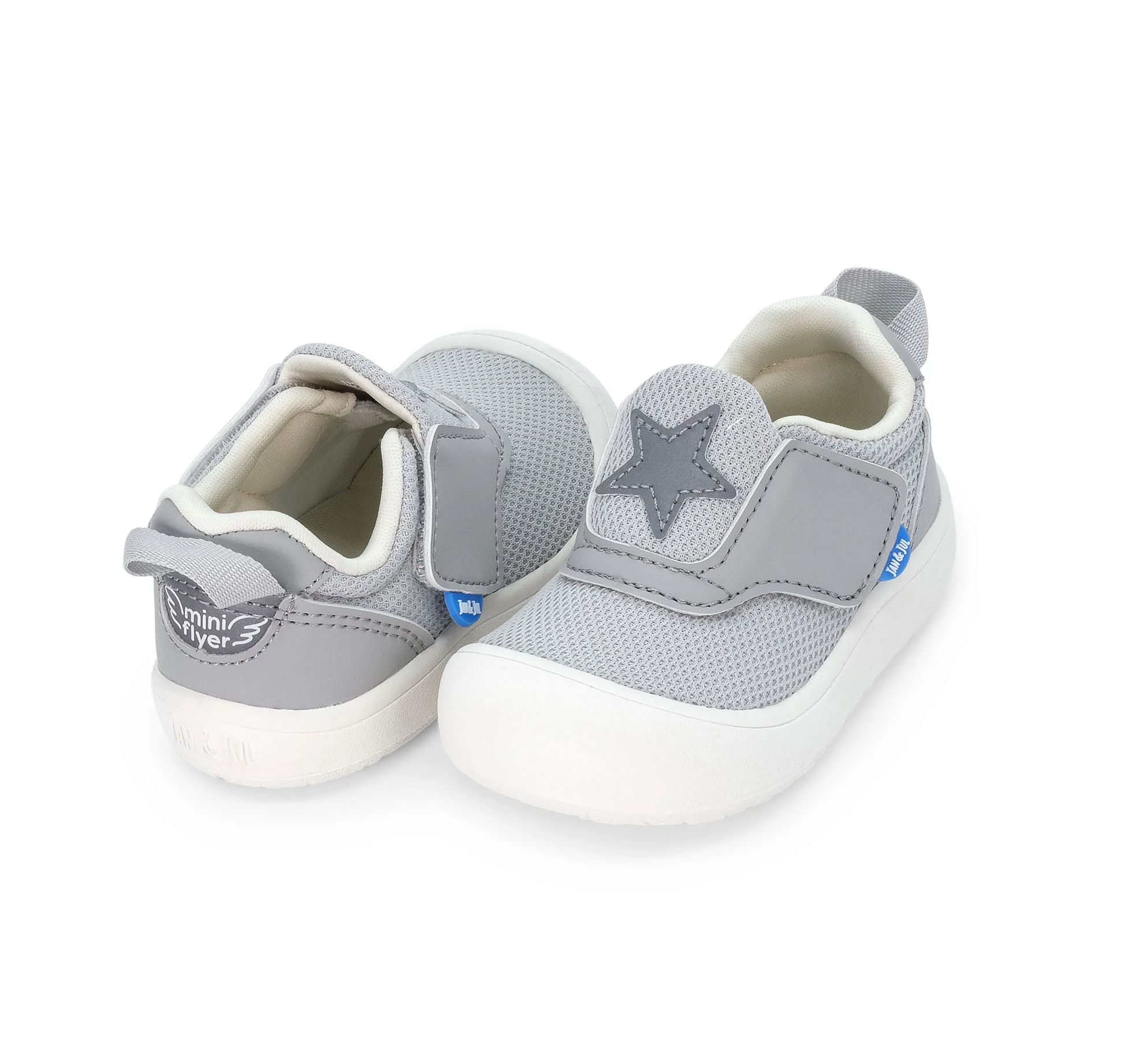 JAN & JUL MINI-FLYER TODDLER SNEAKERS SILVER STAR