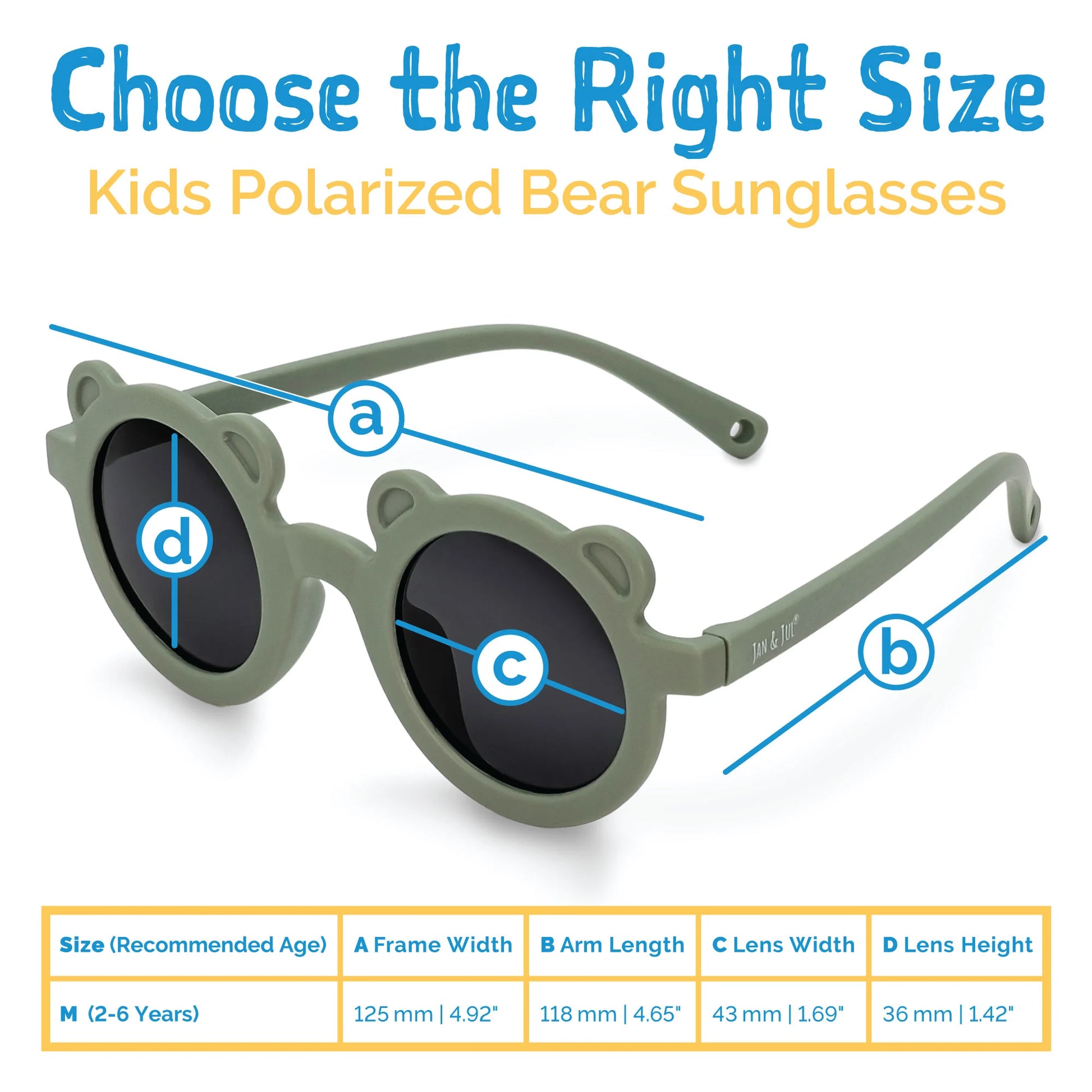JAN & JUL KIDS POLARIZED BEAR SUNGLASSES CROCODILE GREEN