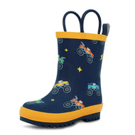 Jan & Jul Puddle Dry Rain Boots With Handle Big Trucks