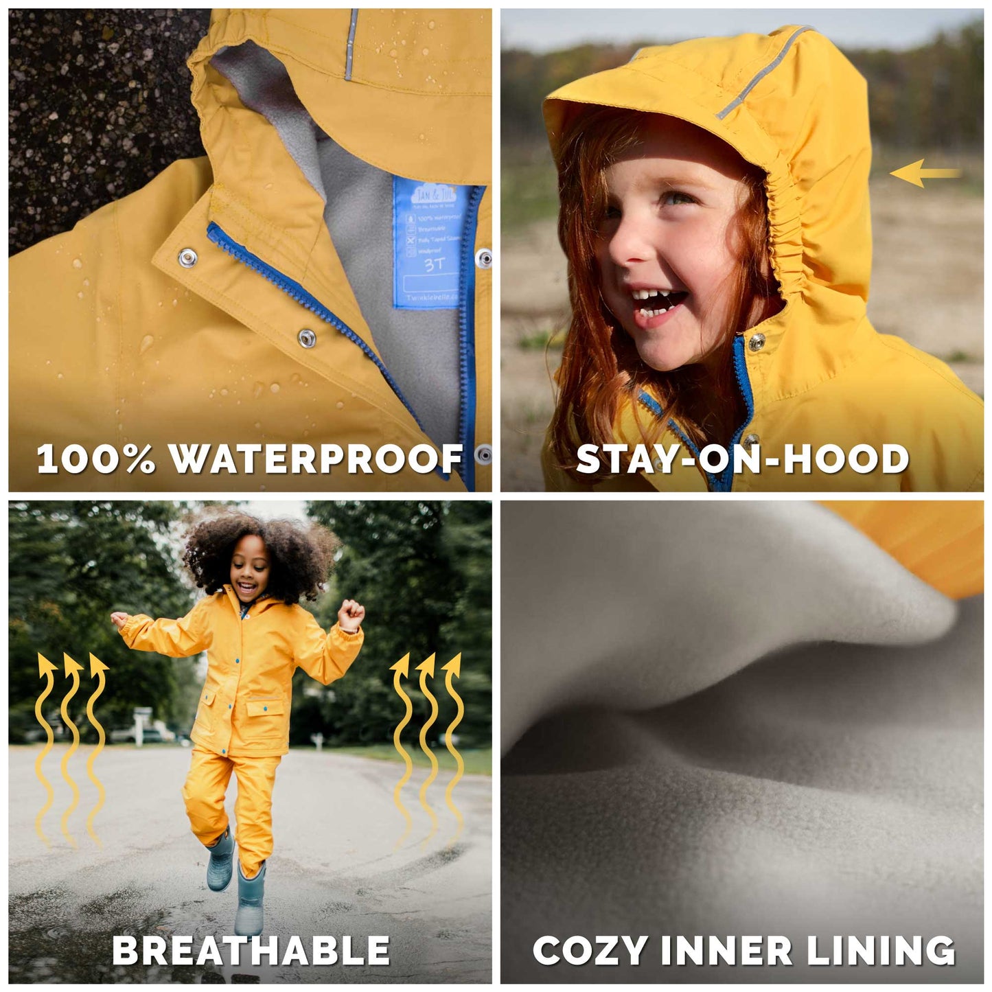 Jan & Jul Waterproof Cozy Dry Rain Jacket Polar Pals 