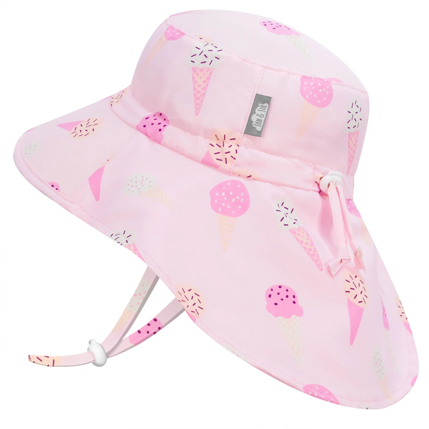 Jan & Jul kids sun hat water repellent pink ice cream cone pattern