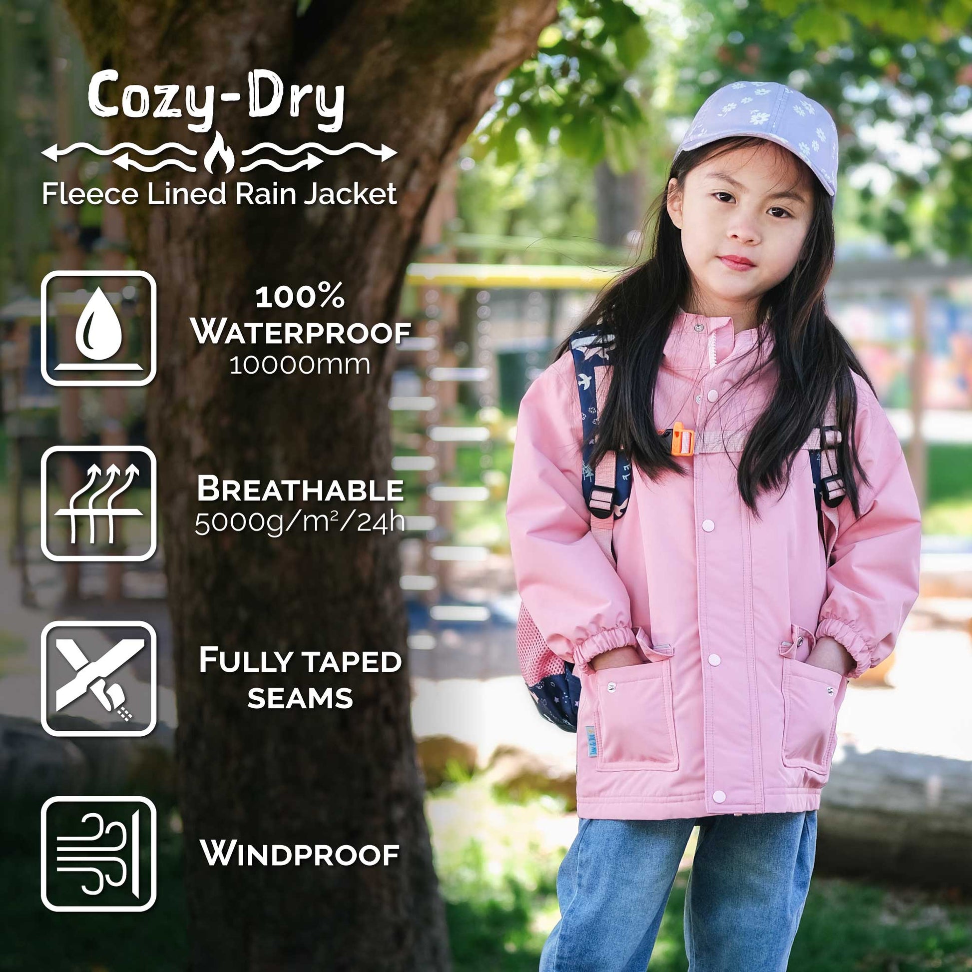 Jan & Jul Waterproof Cozy Dry Rain Jacket Polar Pals