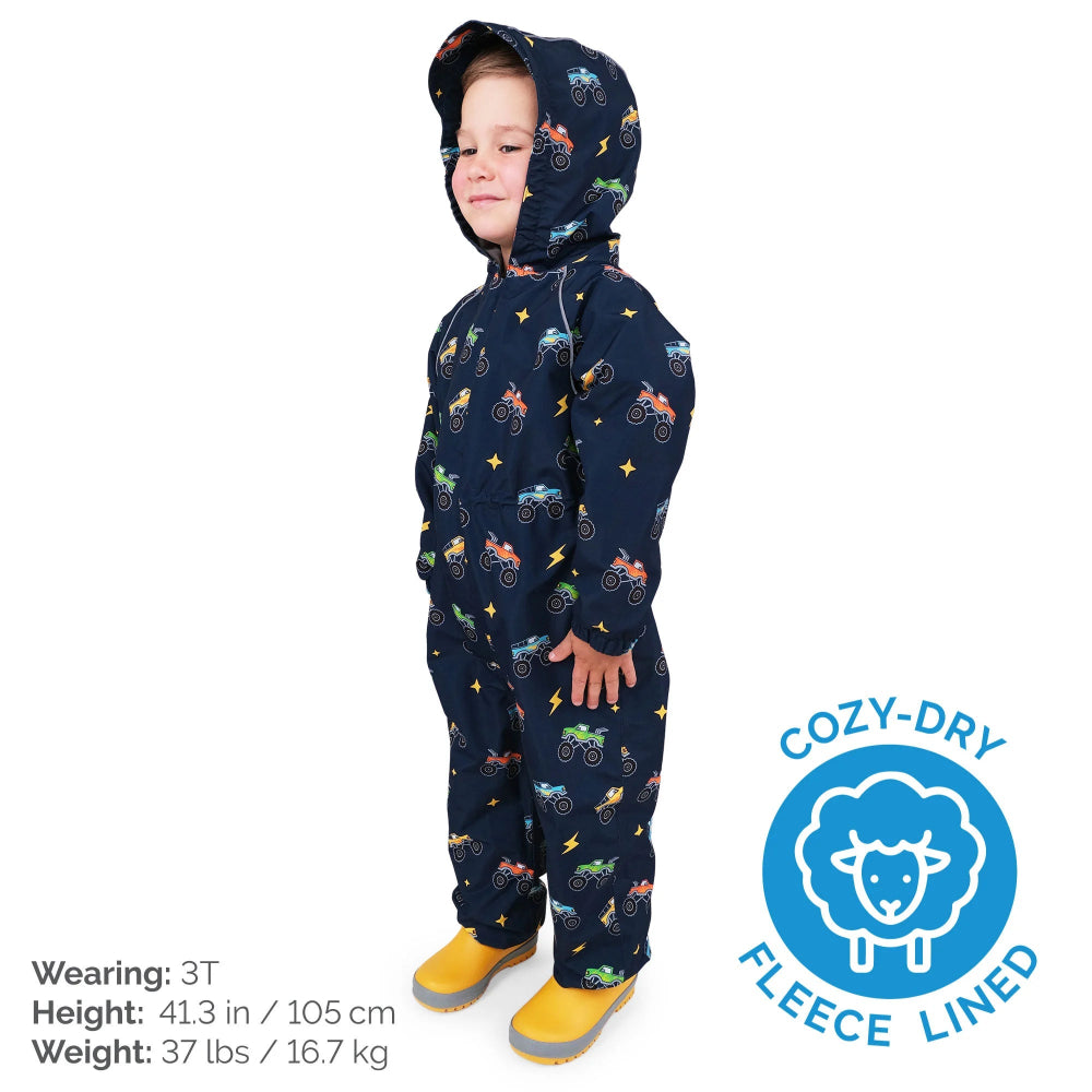 Jan & Jul Waterproof Cozy Dry Rain Suit Big Trucks