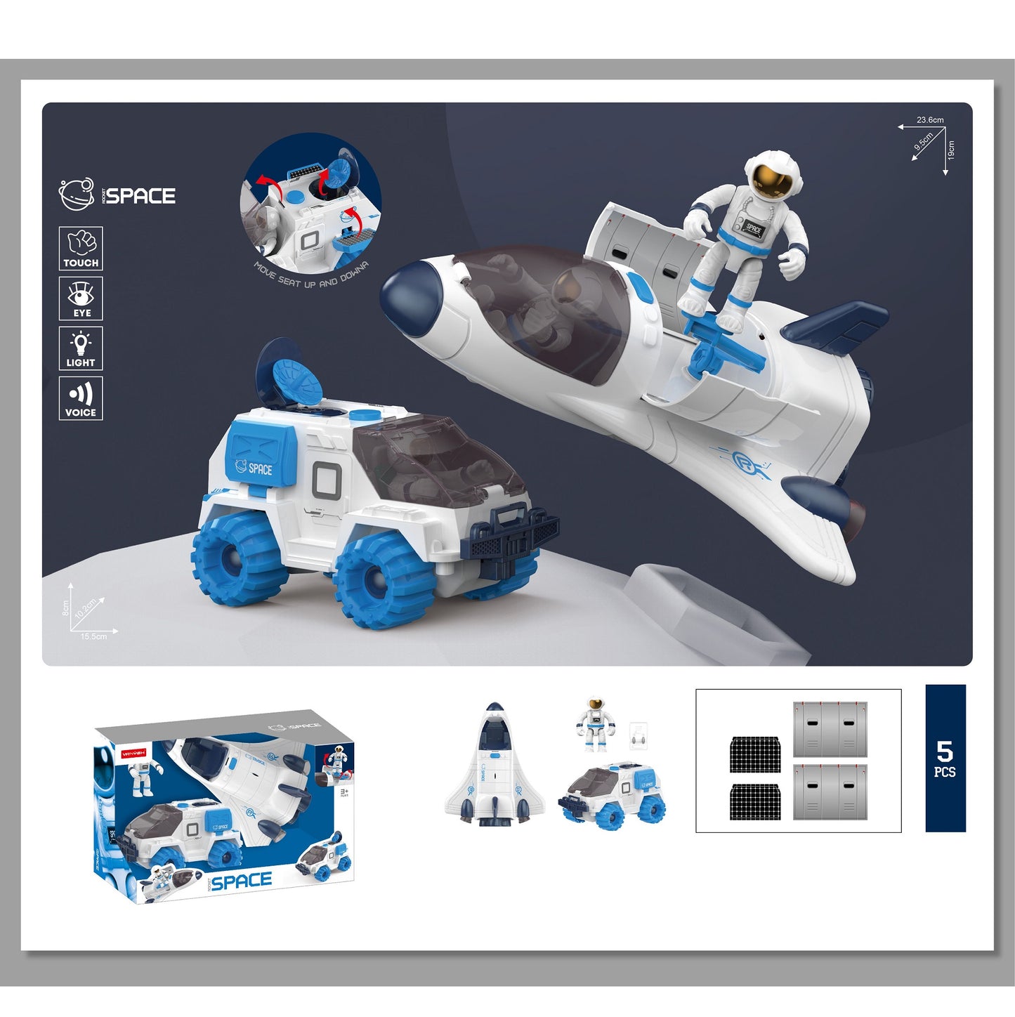 HANDSOME SPACE EXPLORATION AIRCRAFT RADAR CAR WITH BATTERIES - baby enRoute