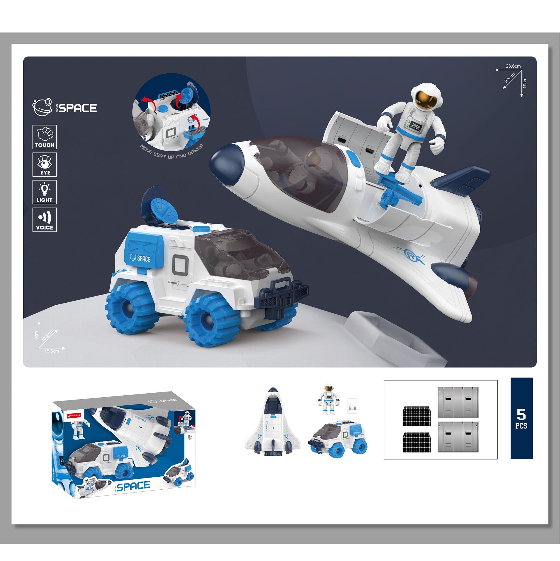 HANDSOME SPACE EXPLORATION AIRCRAFT RADAR CAR WITH BATTERIES