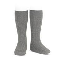 CONDOR BASIC RIB KNEE HIGH SOCKS LIGHT GREY