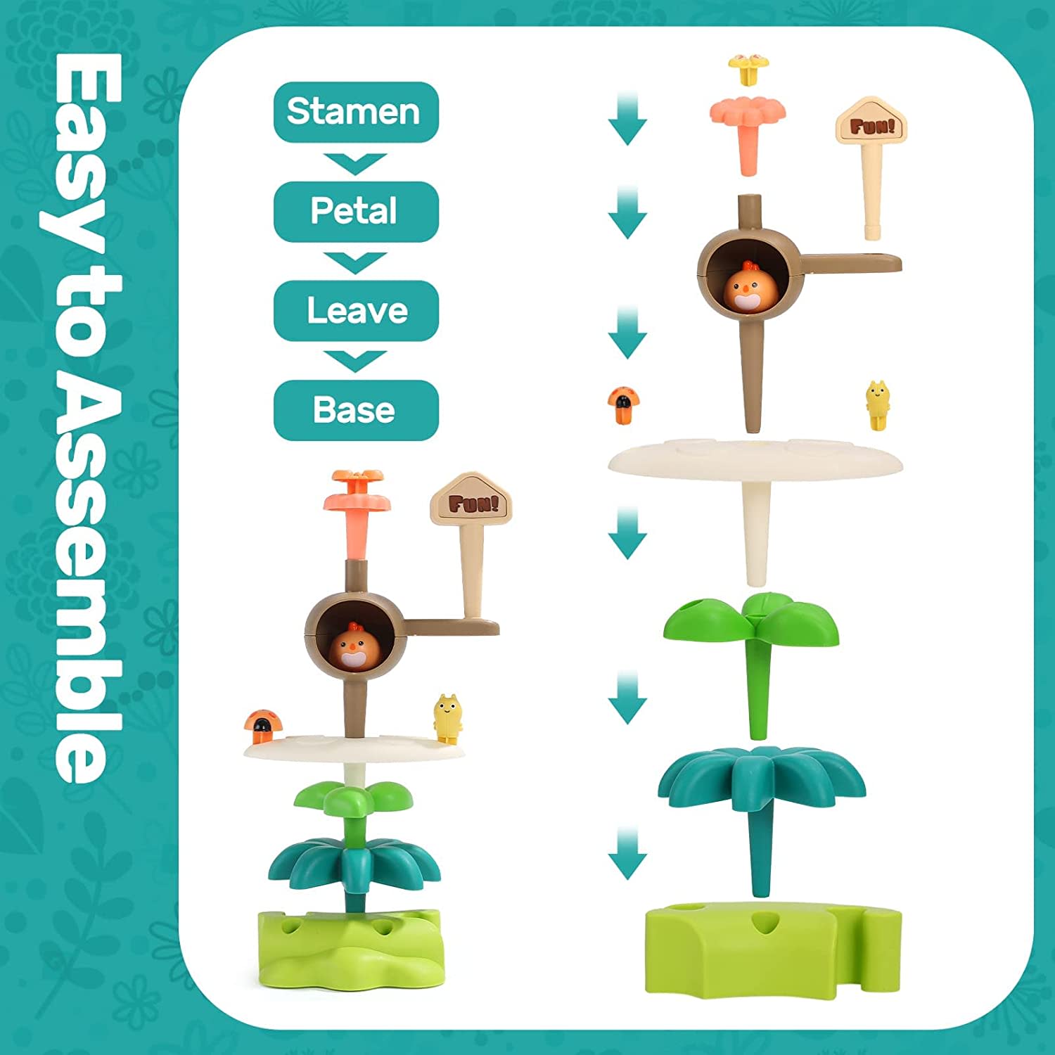 CUTE STONE FLOWER BUILDING TOY SET