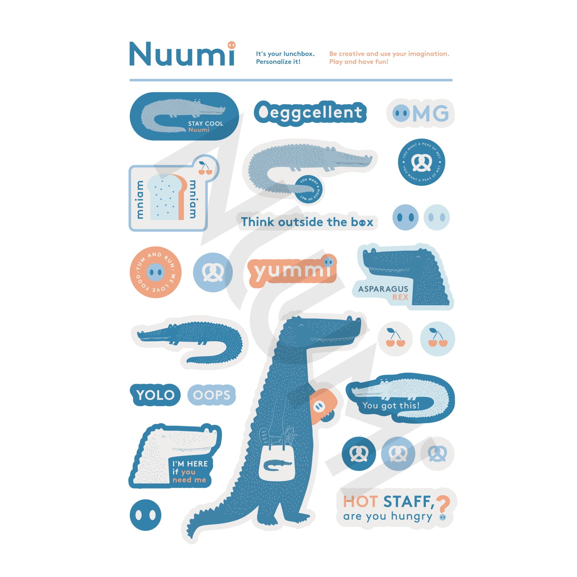 NUUMI LUNCH BOX WITH STICKERS BLUE